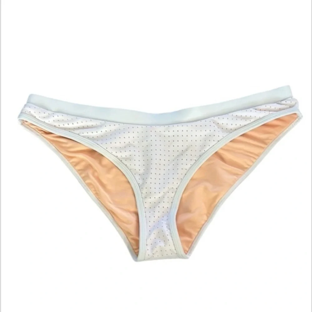 Fabletics white mesh bikini swim bottoms size large NWOT